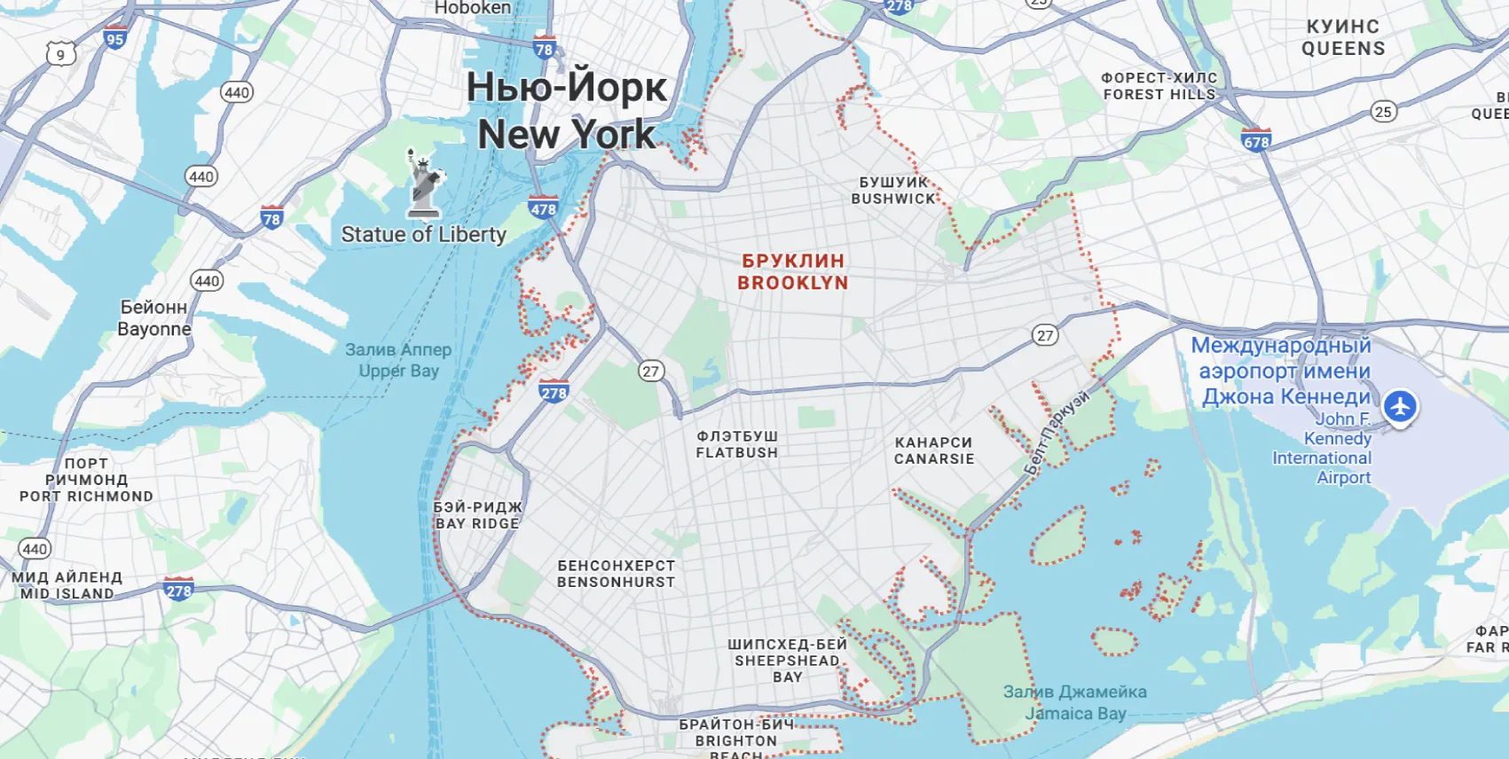 Карта обслуживания в Бруклине